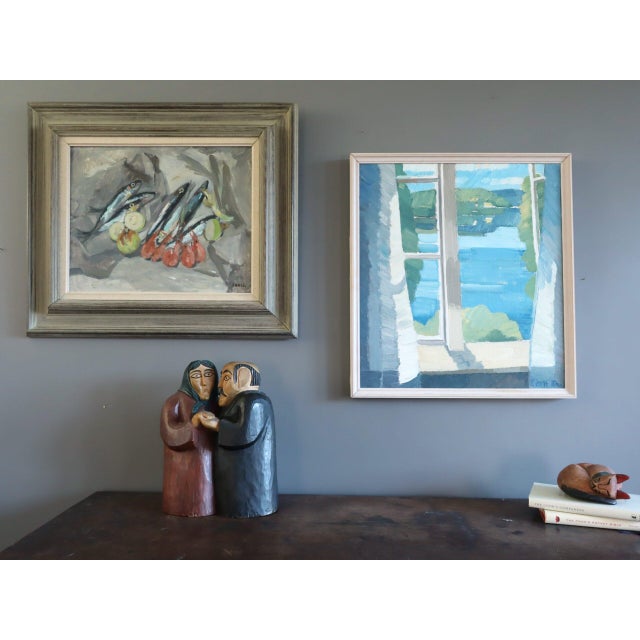 1988 Modernist 'View Across the Lake' Vintage Original Landscape Oil Painting, Framed For Sale - Image 10 of 11