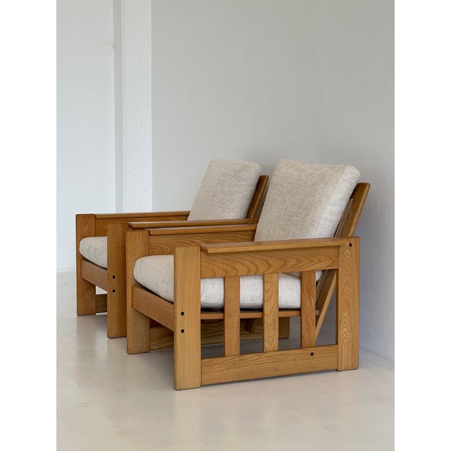 Beige Danish-Style Armchairs in Ash and Cream-Colored Velvet Upholstery, 1970s, Set of 2 For Sale - Image 8 of 18