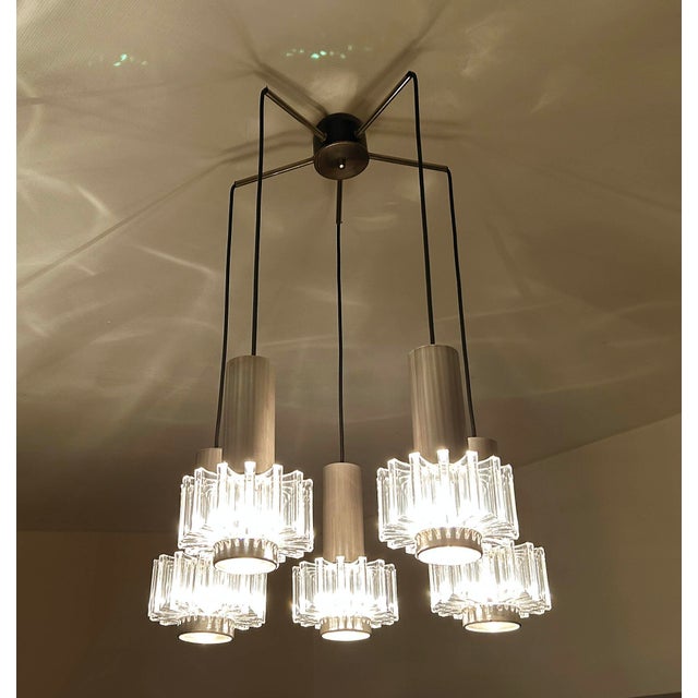 Vintage Space Age Pendant Light in Chrome Plating, Steel and Acrylic Glass from Honsel, 1970s For Sale - Image 4 of 17