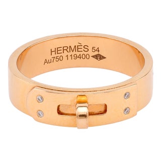 1920s Hermes Diamond 18k Yellow Gold Kelly Ring Size 6.5 For Sale