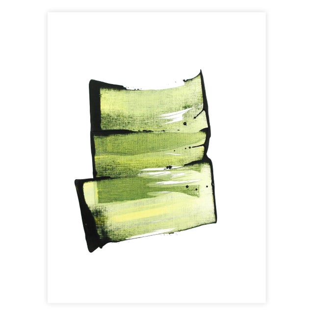 2020s Contemporary Abstract Acrylic on Hahnemühle Paper Painting "Golden Green 07" by Emma Godebska For Sale - Image 5 of 5