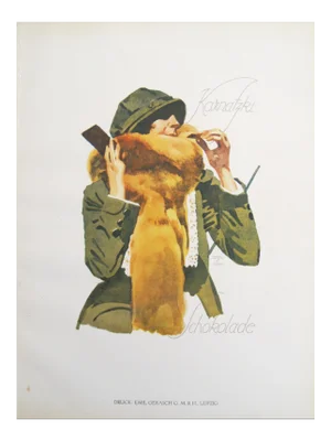 1926 Romantic Woman Wearing a Hat, Original German Poster