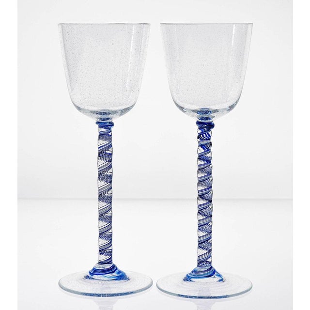 Cobalto and Pulegoso Murano Glass with Twisted Stems from Cenedese, 1950s, Set of 6 For Sale - Image 18 of 18