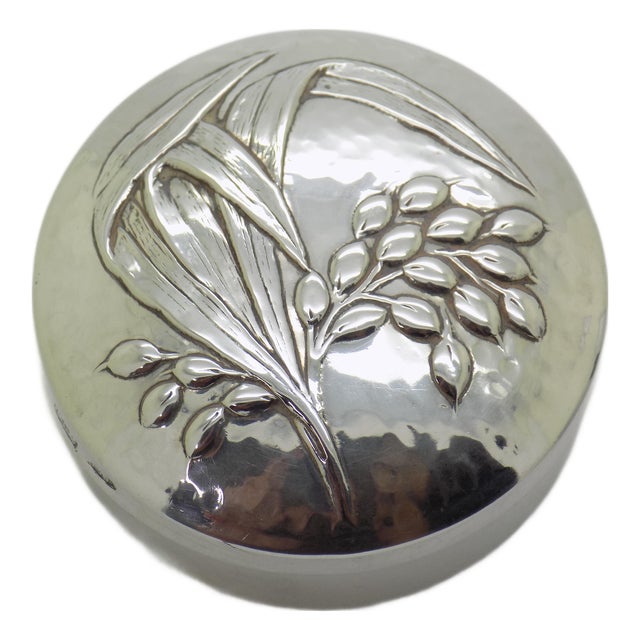 Vintage Italian Handmade Genuine Silver Hammered Large Pill Snuff Trinket Box, Brandimarte Brand For Sale