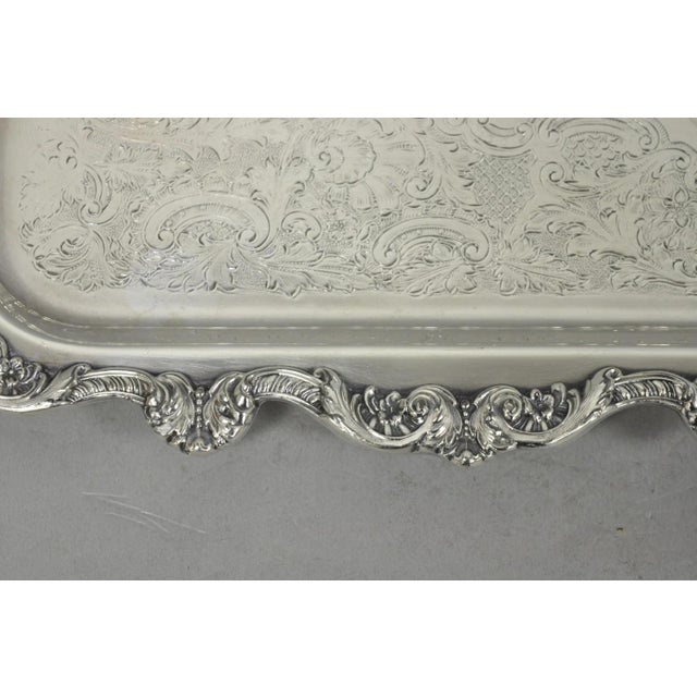 Vintage Old English Poole Silver Plated Footed Narrow Serving Platter Bar Tray For Sale - Image 12 of 17