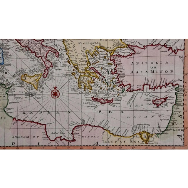 Mid 18th Century Mediterranean and Adriatic Seas: Original 18th Century Hand-Colored Map by Bowen, 1748 For Sale - Image 5 of 6