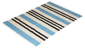 Dittany Rug, 5x8, Baby Blue & Black
