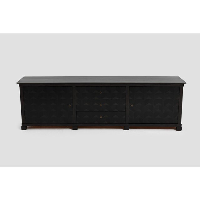 Brutalist Dark Oak Craftsmanship Sideboard with Brass Accents, Germany, 1960s For Sale - Image 16 of 16