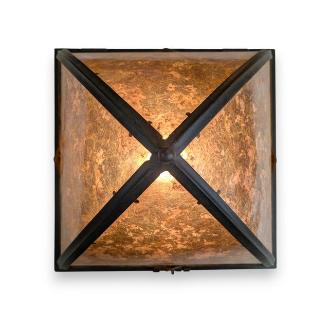 Mission Steven Handelman Studios Iron & Mica Flush Mount For Sale - Image 3 of 8
