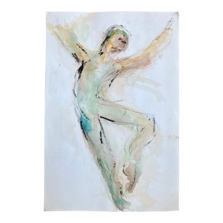 1970’s Original Abstract Dancing Figure Watercolor Painting For Sale
