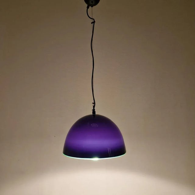 Mid-Century Modern Murano Glass Neverrino Pendant Lamp by Gae Aulenti from Vistosi, 1970s For Sale - Image 3 of 13