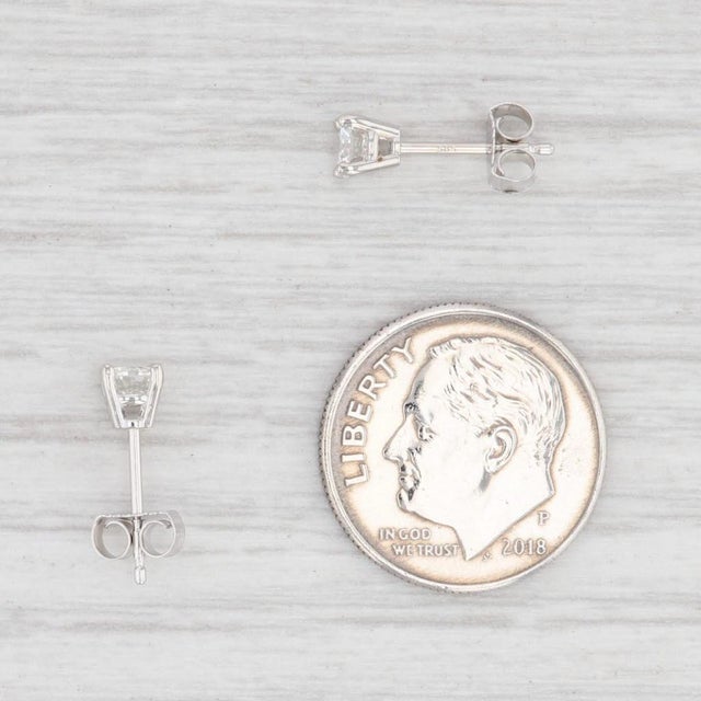 2020s 0.42ctw Diamond Stud Earrings 14k White Gold Round Brilliant Solitaire Studs - 2 Pieces For Sale - Image 5 of 5