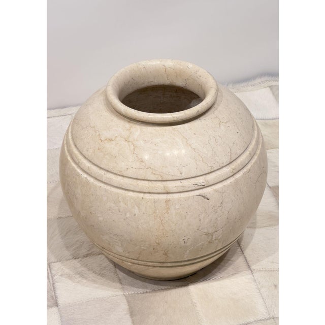 1980s Pair Travertine Vessels, 1980 For Sale - Image 5 of 9