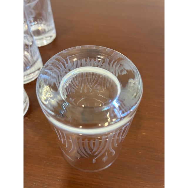 Transparent Vintage Federal Glass Etched Waterfowl Juice Glasses – Set of 6 For Sale - Image 8 of 11