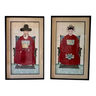 Pair Large Korean Ancestral Portraits 18th/19 Century Joseon Dynasty For Sale