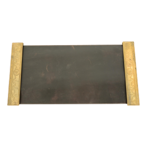Tiffany Studios New York "Adam" Bronze Doré Blotter Ends With Leather Desk Blotter