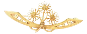 Early 20th Century Art Nouveau Krementz Daisy Pin in 14k Yellow Gold