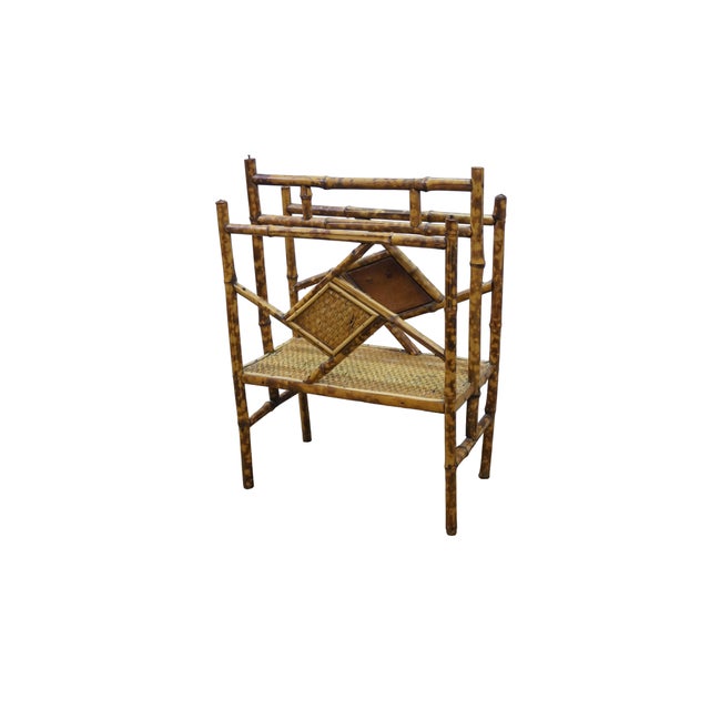 Victorian Antique Victorian Bamboo Divided Magazine Storage Rack 23" For Sale - Image 3 of 18