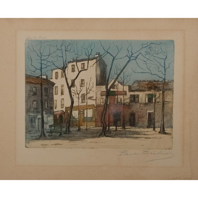 Paul Trelade (Gen Paul), Place du Tertre, Original Signed Engraving For Sale