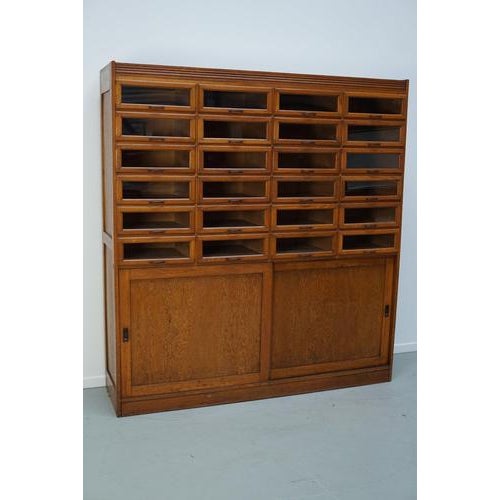 Large English Haberdashery Shop Cabinet with Glass Fronted Drawers, 1920s For Sale - Image 17 of 18