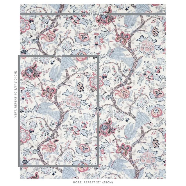 Aveline Linen is a beautiful handprinted fabric inhabited by regal peacocks and an undulating flowering vine, both...