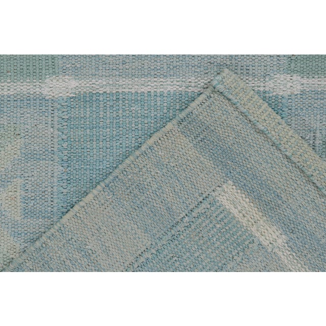 Textile Rug & Kilim’s Scandinavian Style Kilim in Seafoam, Teal & Gray Geometric Pattern - 5x7 For Sale - Image 7 of 7