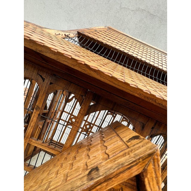 Large Wooden Bird Cage on Stand, 1900s For Sale - Image 11 of 18
