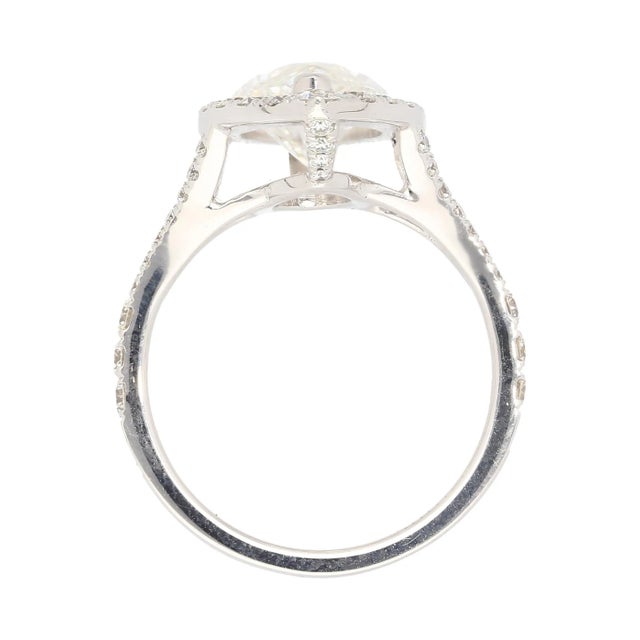 3.22 Carat Marquise Cut G Vs1 Gia Certified Diamond Halo Pave 18k Ring For Sale - Image 11 of 12