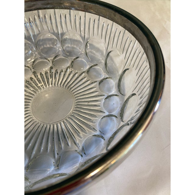 Vintage French Cut Glass Bowl With Silver Rim For Sale - Image 4 of 7