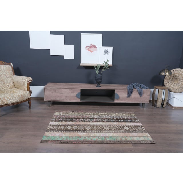 Vintage Turkish Patchwork Rug - Earth Tone Handwoven Anatolian Carpet For Sale - Image 4 of 8