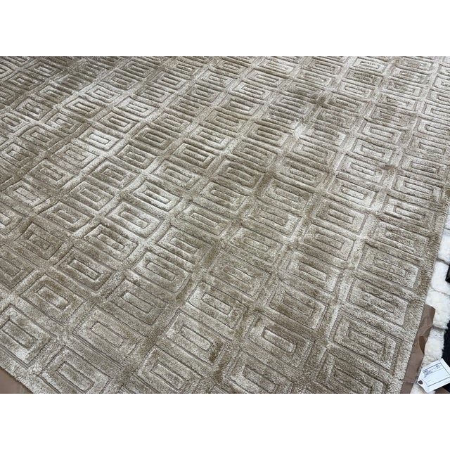 Rh Rajouri Silk & Wool Rug – 12' × 15' Wheat | Hand-Knotted Silk & Wool | Nepalese Artisan Construction For Sale - Image 18 of 18