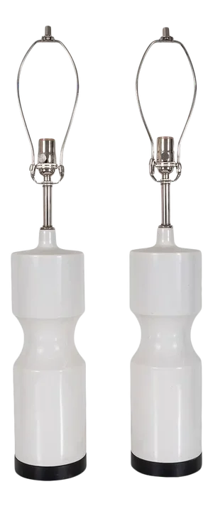 "turned" Ceramic Table Lamps - A Pair
