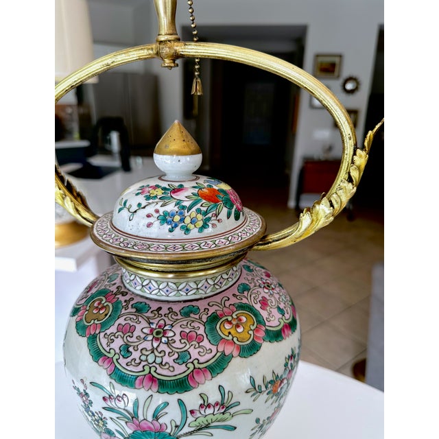 Single Late 19th Century Chinese Famille Rose Porcelain Vase Mounted Table For Sale - Image 14 of 18