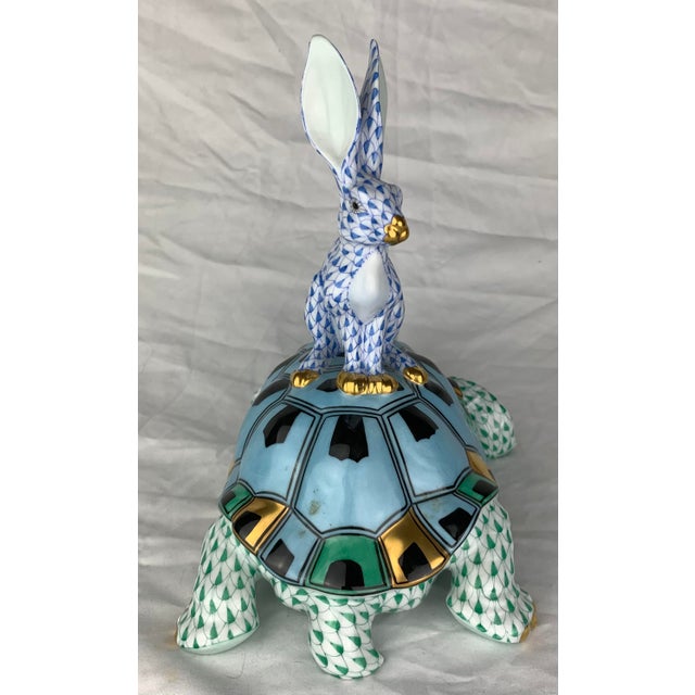 Mid 20th Century Herend Painted Ceramic Turtle and Rabbit For Sale - Image 5 of 8
