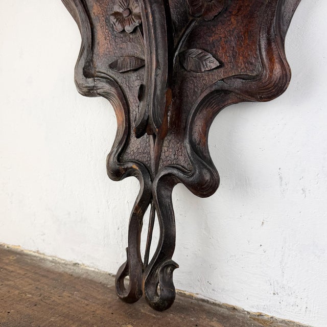 Antique Italian Liberty Art Nouveau Wall Shelf in Carved Wood, 1890s For Sale - Image 10 of 16