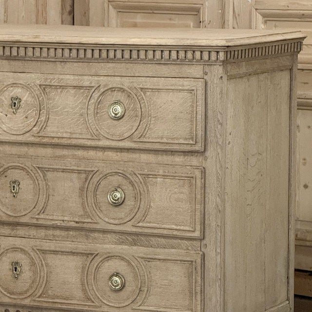 Sand 18th Century French Louis XVI Period Three-Drawer Commode in Stripped Oak For Sale - Image 8 of 17