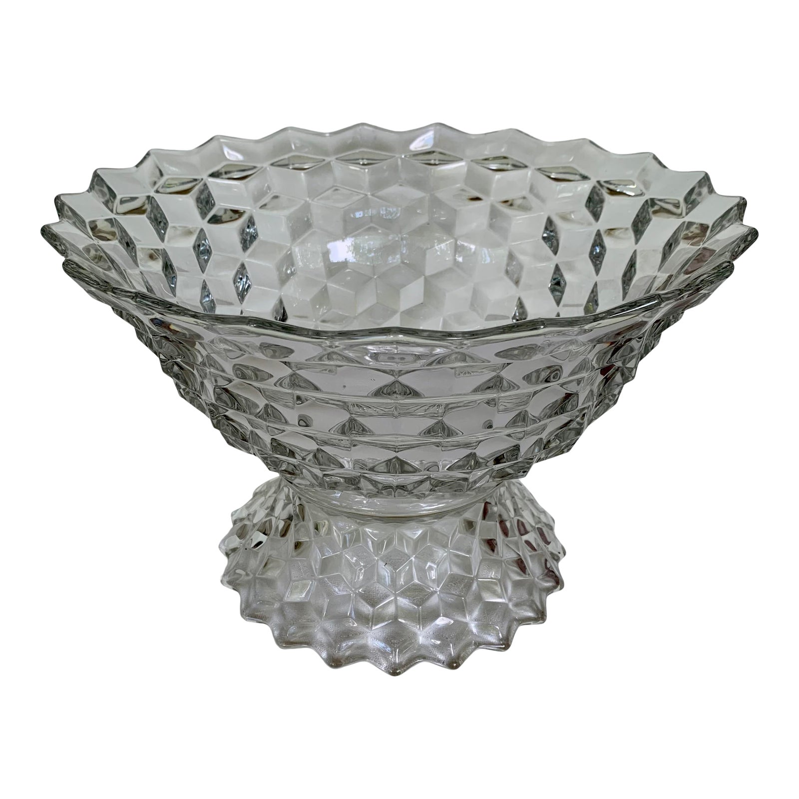 1940s Fostoria American Crystal Punch Bowl & Stand Chairish