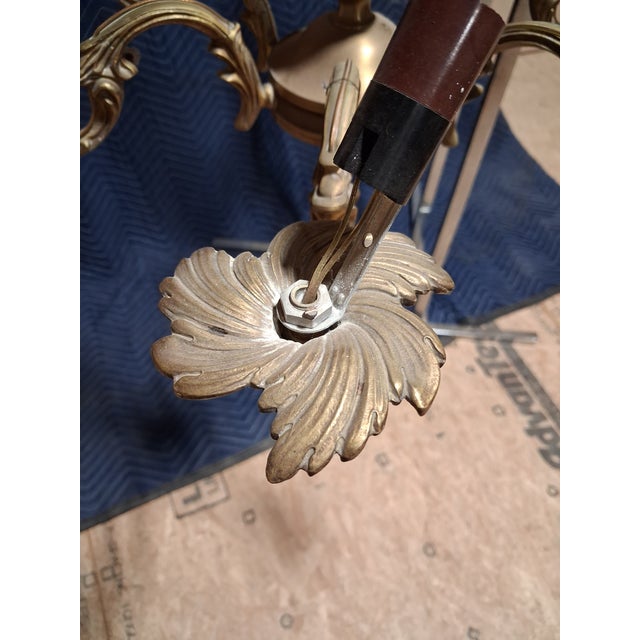 French Vintage French Louis XV Style Six-Light Gilt Bronze Chandelier With Rococo Scroll Arms For Sale - Image 3 of 4