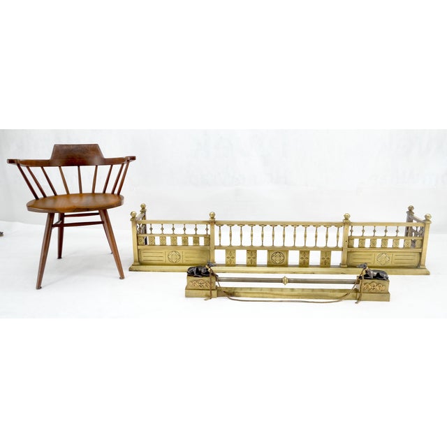 Large Antique Ornate Solid Brass Fireplace Fender Towel Rack c1900s Stunning For Sale - Image 12 of 15