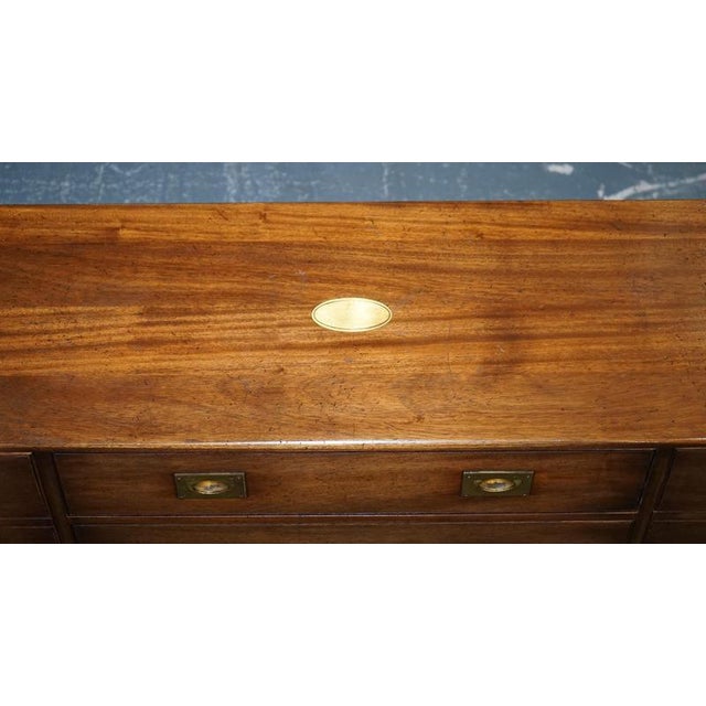 Brown English Military Campaign Sideboard with Brass Fittings from Bevan Funnel, 1950s For Sale - Image 8 of 17