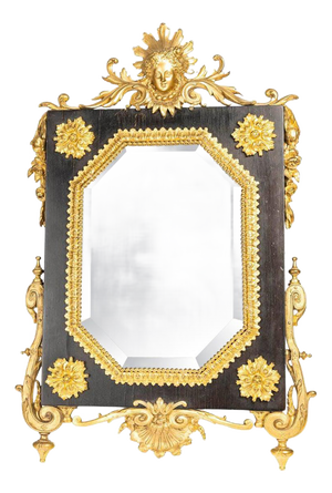 Napoleon III Table Mirror in Chased and Gilt Bronze on Wood