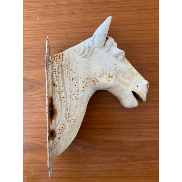 Rustic European Antique Cast Iron Horse Head Bust For Sale - Image 3 of 13