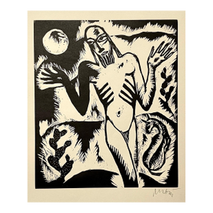 Reuven RubinRare 1923 Cubist Reuven Rubin Woodcut Woodblock Kabbalah Print Israeli Judaica, 1923