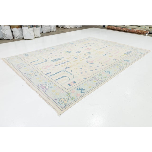 Turkish Inspired Modern Oushak Wool Rug With Minimalist Botanical Design 9x12 For Sale - Image 10 of 10