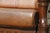 Vintage 1970s Brown Leather Sofa With Sculptural Wood Frame, Attached Cushions & Postmodern Modernist Design For Sale - Image 9 of 18
