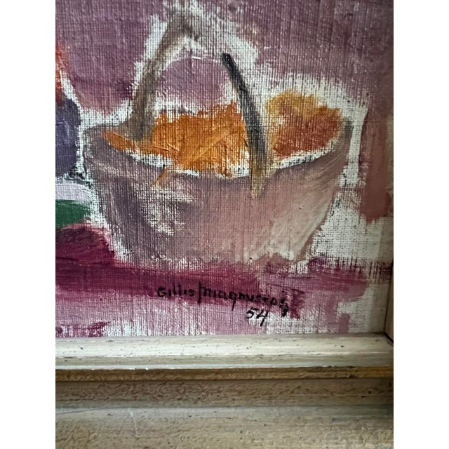 Vintage Swedish oil painting by Gillis Magnusson. A beautiful farm scene framed and ready to hang. Signed and dated 1954,...