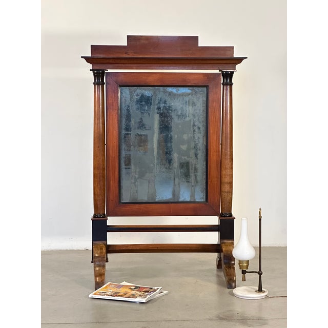 Empire Style Psyche Mirror in Cherry Wood For Sale - Image 4 of 15