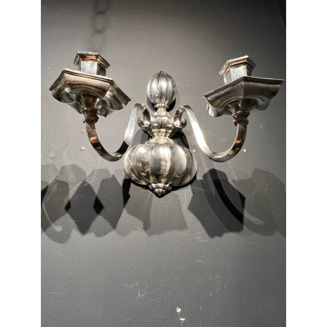 1900s Caldwell Silver Plated Sconces - a Pair For Sale In New York - Image 6 of 8