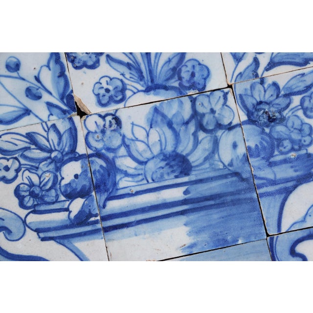 Tile Mural Panel Depicting a Baroque Jardinière With Flowers, Portuguese, 18th Century For Sale - Image 11 of 12