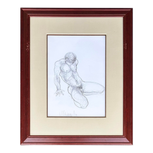 Late 20th Century Male Nude Study Pencil Drawing by Colombian Artist Cardenas, 1 of 2 (#2)